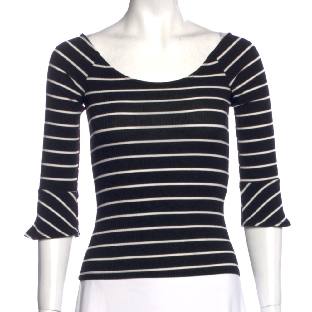 Reformation Black Striped Off-The-Shoulder Top Size XS